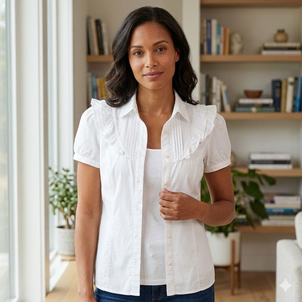 MarcMara a Goodwomen Elegant White Ruffled Women's Top XS